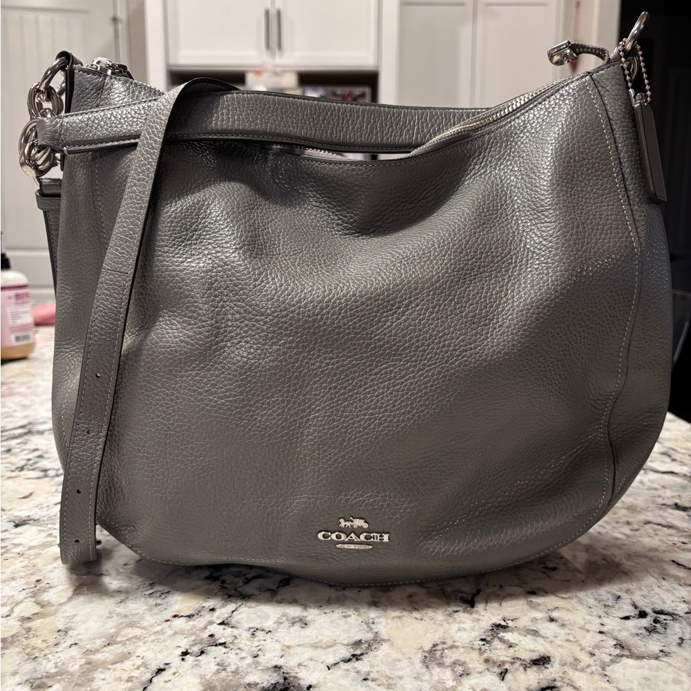 Coach Gray Leather Shoulder Bag